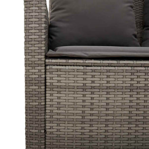 Gartensofa 3-Sitzer Grau mit Tisch & Kissen