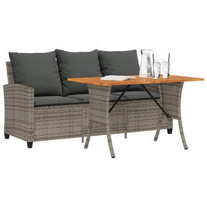 Gartensofa 3-Sitzer Grau mit Tisch & Kissen