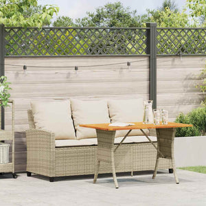 3-Sitzer Gartensofa Beige Poly Rattan mit Tisch