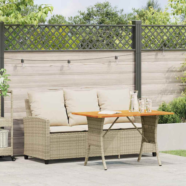 3-Sitzer Gartensofa Beige Poly Rattan mit Tisch
