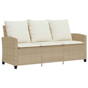 3-Sitzer Gartensofa Beige Poly Rattan mit Tisch