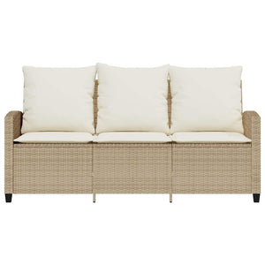 3-Sitzer Gartensofa Beige Poly Rattan mit Tisch
