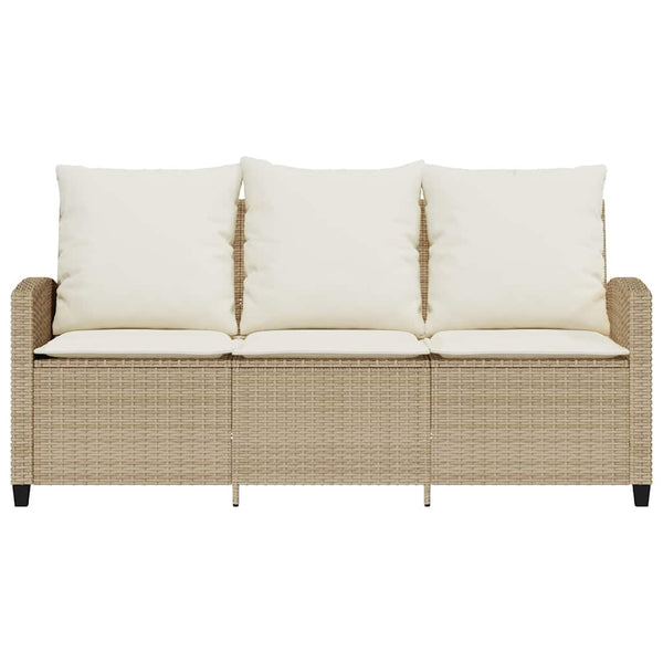 3-Sitzer Gartensofa Beige Poly Rattan mit Tisch