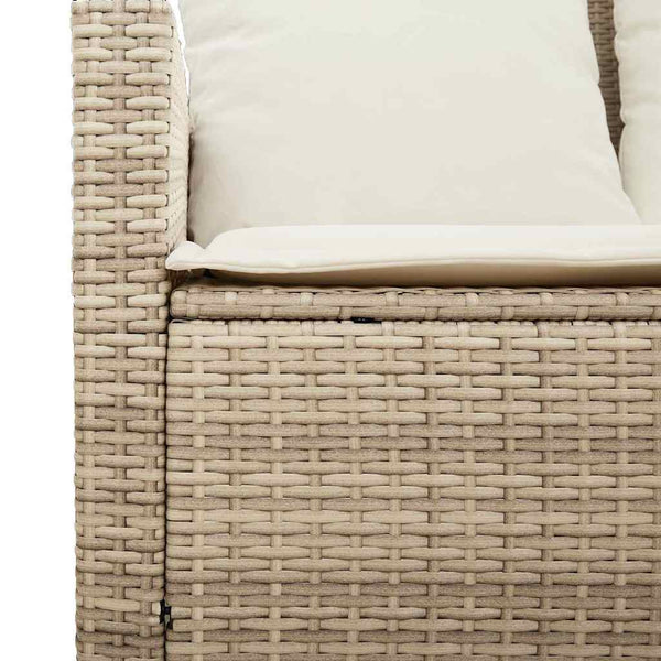 3-Sitzer Gartensofa Beige Poly Rattan mit Tisch