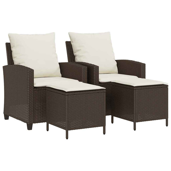 vidaXL Ensemble de canapés de jardin 4 pcs avec coussins résine tressée marron
