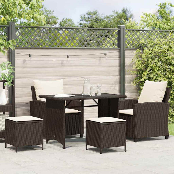vidaXL Ensemble de canapés de jardin 4 pcs avec coussins résine tressée marron