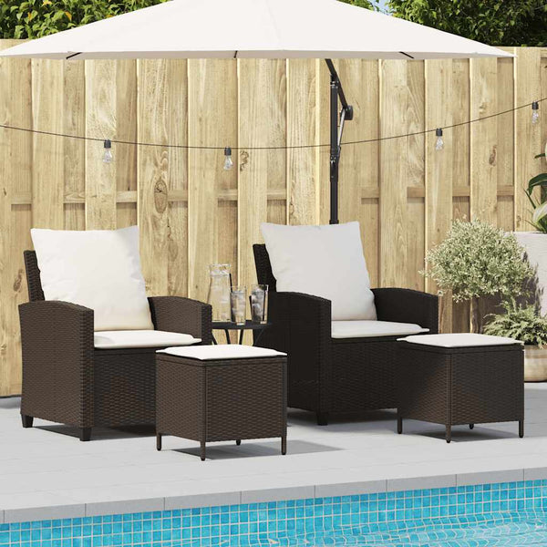 vidaXL Ensemble de canapés de jardin 4 pcs avec coussins résine tressée marron