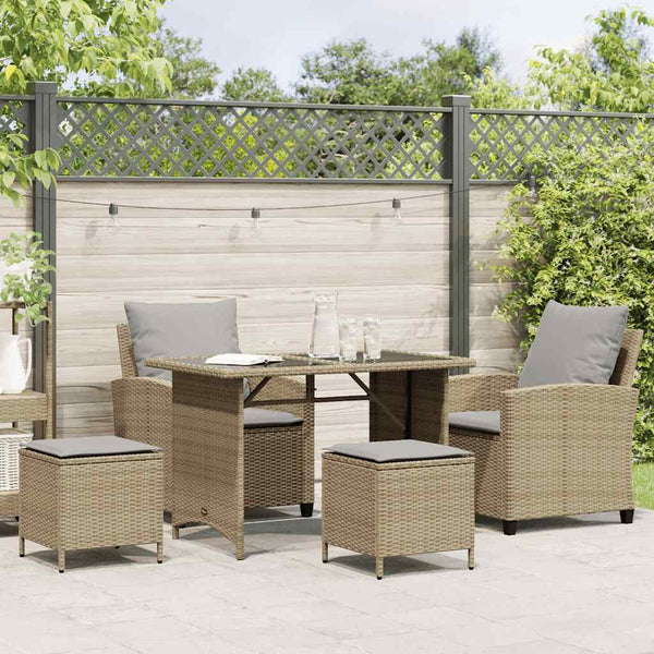 vidaXL Ensemble de canapés de jardin 4 pcs avec coussins Beige résine tressée