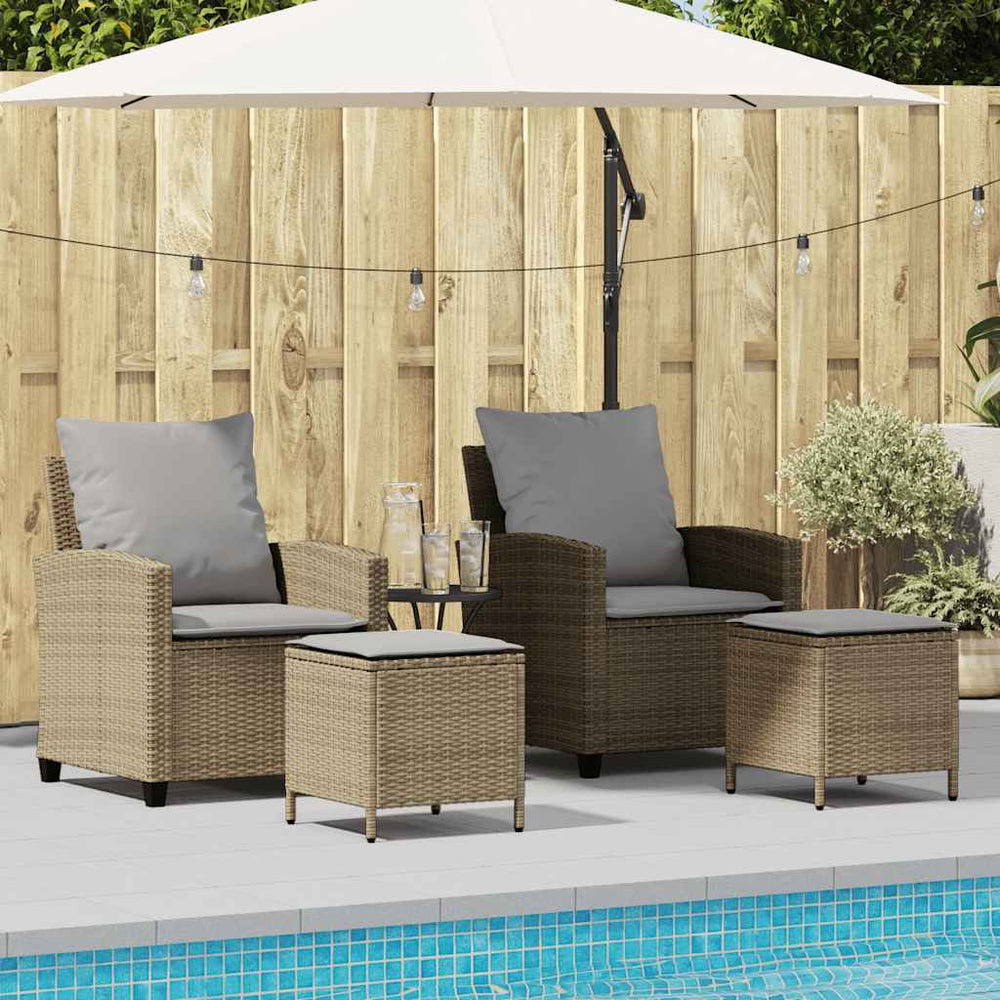 vidaXL 4-piece Garden Sofa Set with Cushions Beige Poly Rattan