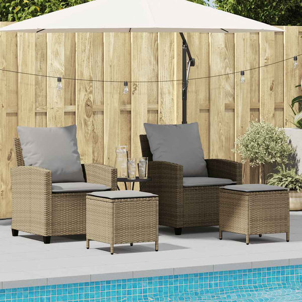 vidaXL Ensemble de canapés de jardin 4 pcs avec coussins Beige résine tressée