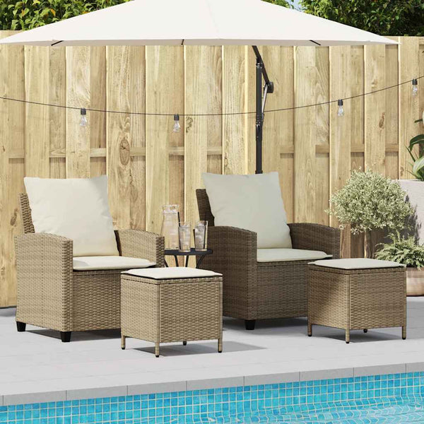 vidaXL Ensemble de canapés de jardin 4 pcs avec coussins Beige résine tressée
