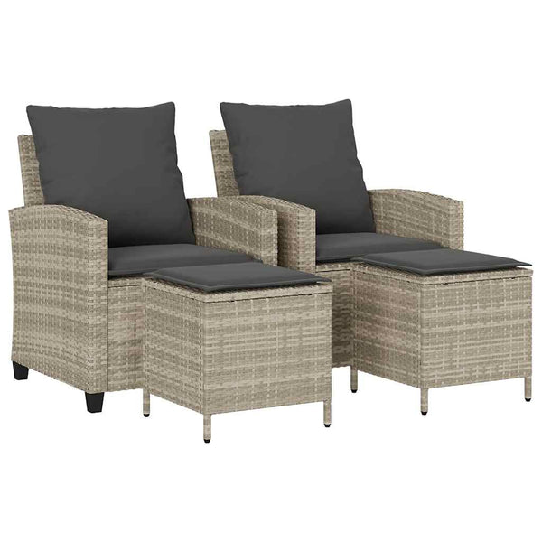 vidaXL Salon de jardin 4 pcs avec coussins Gris clair résine tressée
