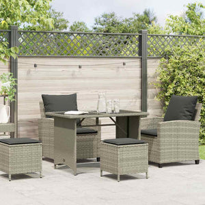 vidaXL Salon de jardin 4 pcs avec coussins Gris clair résine tressée
