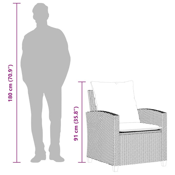 vidaXL Salon de jardin 4 pcs avec coussins Gris clair résine tressée