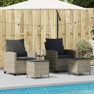 vidaXL Salon de jardin 4 pcs avec coussins Gris clair résine tressée