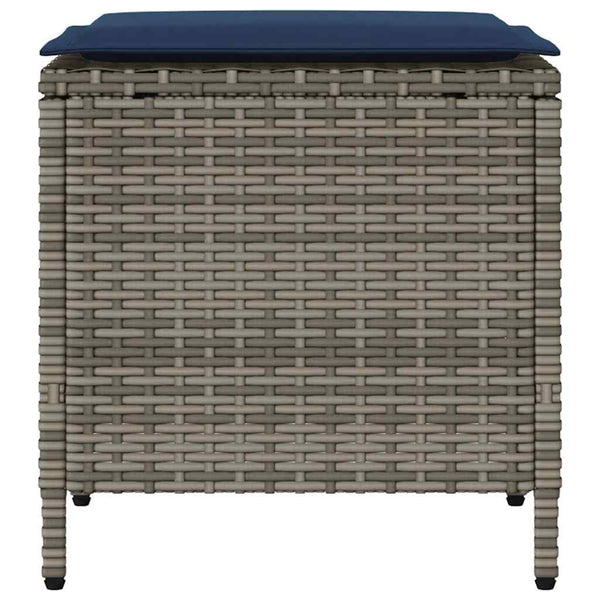 4-tlg. Garten-Sofagarnitur mit Kissen Grau Poly Rattan