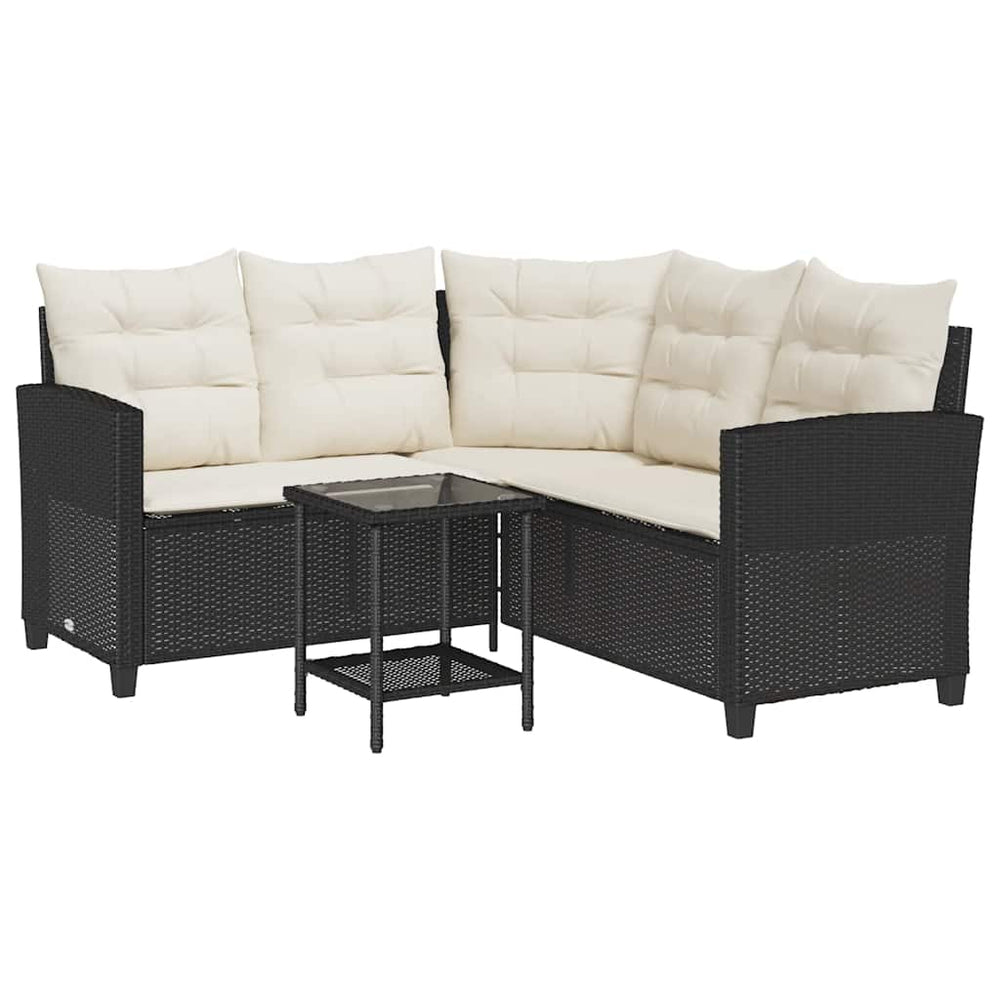 L-förmiges Gartensofa mit Tisch & Kissen