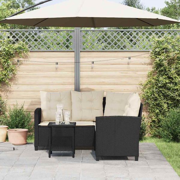 L-förmiges Gartensofa mit Tisch & Kissen
