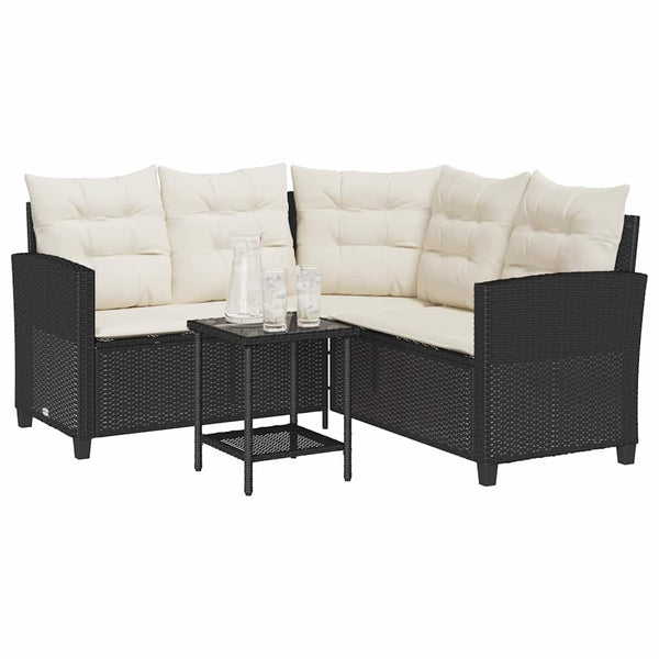 L-förmiges Gartensofa mit Tisch & Kissen