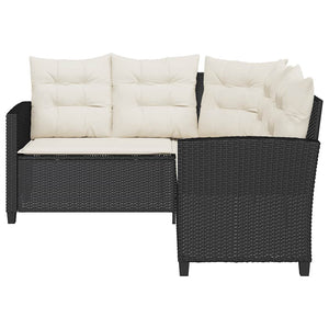 L-förmiges Gartensofa mit Tisch & Kissen