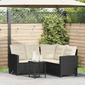L-förmiges Gartensofa mit Tisch & Kissen