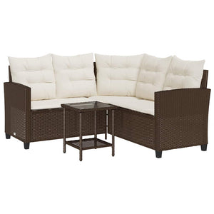 L-förmiges Gartensofa mit Tisch Braun Poly Rattan