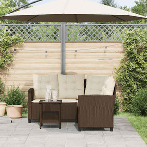 L-förmiges Gartensofa mit Tisch Braun Poly Rattan