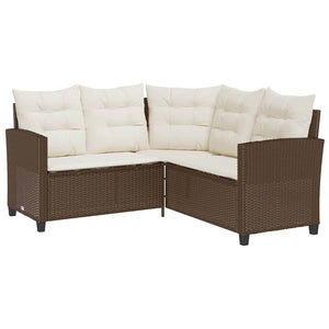L-förmiges Gartensofa mit Tisch Braun Poly Rattan