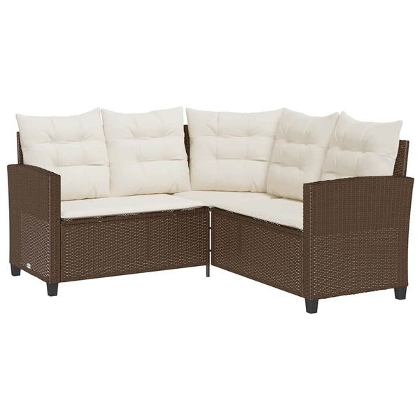 L-förmiges Gartensofa mit Tisch Braun Poly Rattan