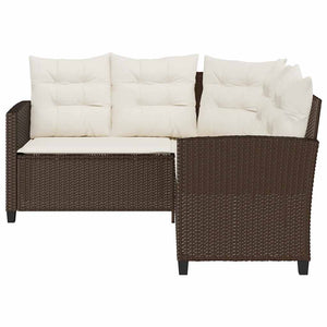 L-förmiges Gartensofa mit Tisch Braun Poly Rattan