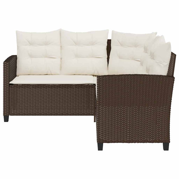 L-förmiges Gartensofa mit Tisch Braun Poly Rattan