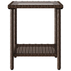 L-förmiges Gartensofa mit Tisch Braun Poly Rattan