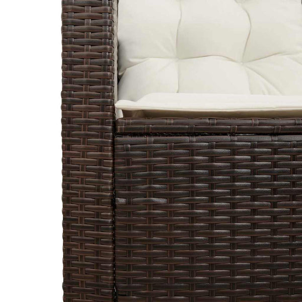 L-förmiges Gartensofa mit Tisch Braun Poly Rattan