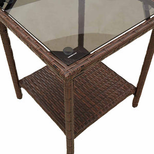 L-förmiges Gartensofa mit Tisch Braun Poly Rattan