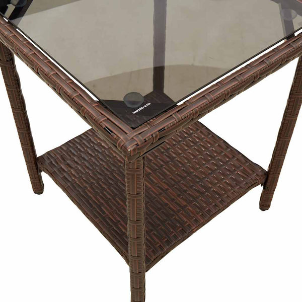 L-förmiges Gartensofa mit Tisch Braun Poly Rattan