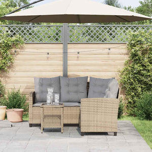 L-förmiges Gartensofa mit Tisch Beige Poly Rattan