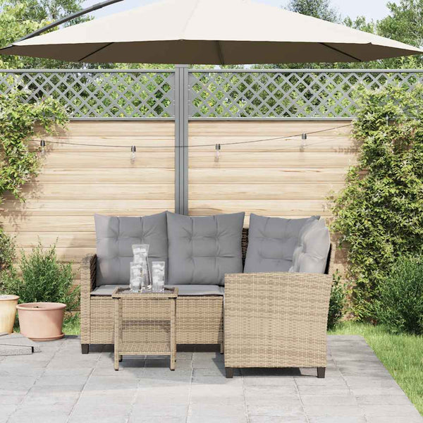 L-förmiges Gartensofa mit Tisch Beige Poly Rattan