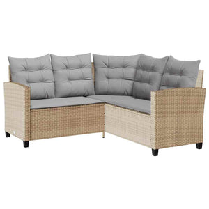 L-förmiges Gartensofa mit Tisch Beige Poly Rattan