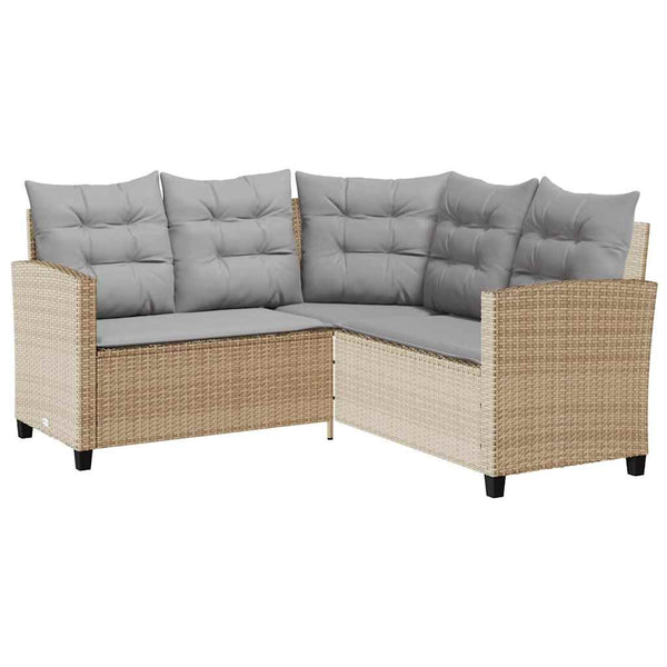 L-förmiges Gartensofa mit Tisch Beige Poly Rattan