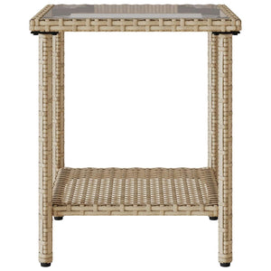L-förmiges Gartensofa mit Tisch Beige Poly Rattan
