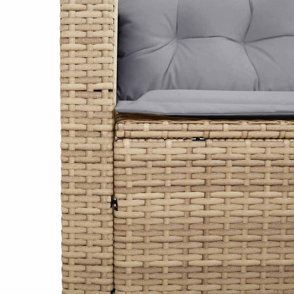 L-förmiges Gartensofa mit Tisch Beige Poly Rattan