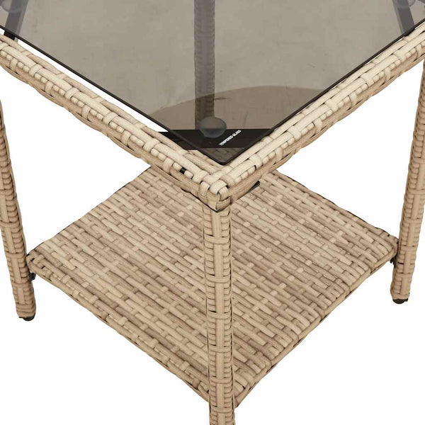 L-förmiges Gartensofa mit Tisch Beige Poly Rattan