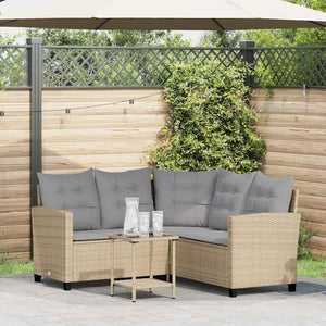 L-förmiges Gartensofa mit Tisch Beige Poly Rattan
