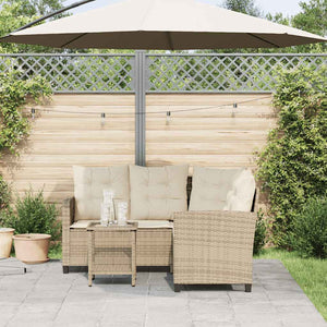 L-förmiges Gartensofa mit Tisch Beige Poly Rattan