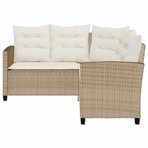 L-förmiges Gartensofa mit Tisch Beige Poly Rattan