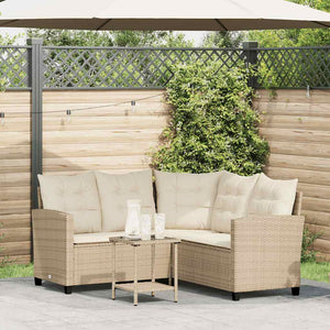 L-förmiges Gartensofa mit Tisch Beige Poly Rattan