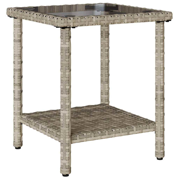 L-Form Gartensofa mit Tisch Hellgrau Poly Rattan
