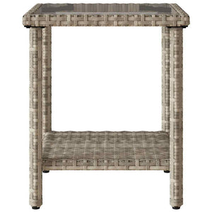 L-Form Gartensofa mit Tisch Hellgrau Poly Rattan