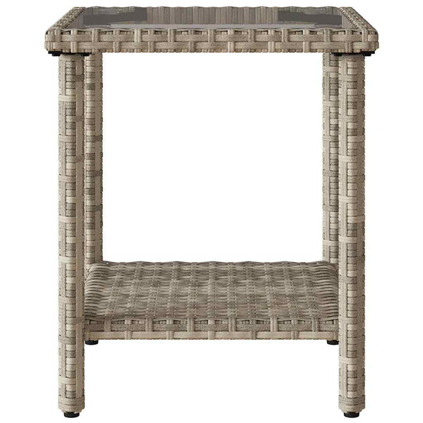 L-Form Gartensofa mit Tisch Hellgrau Poly Rattan