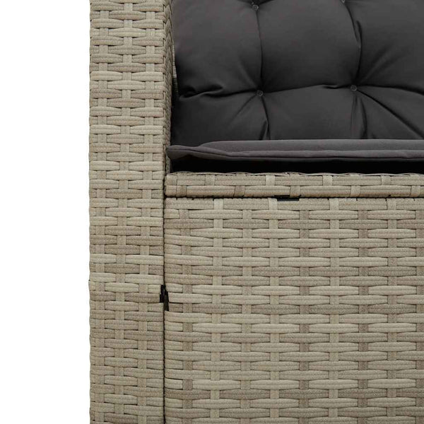L-Form Gartensofa mit Tisch Hellgrau Poly Rattan